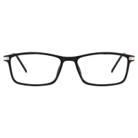 Rectangle Black Gold Eyeglasses
